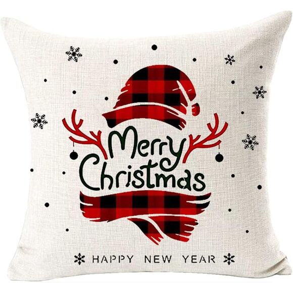 Red Oh Deer Merry Christmas Pillow Cover Set of 4 18x18 (3796) - Picture 4 of 6